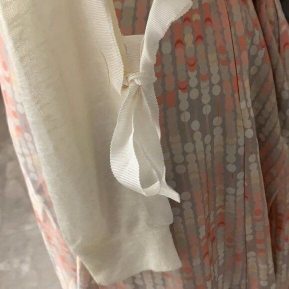 POOF New York Bow Tie Long Sleeve Cream Blouse Size M NWT - Picture 7 of 11